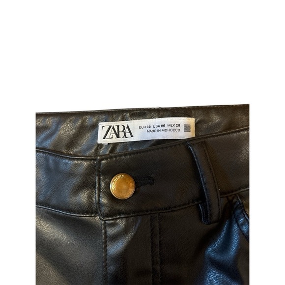Zara FAUX LEATHER FLARED SLIM PANTS BLACK - REF. 2161/872 - Picture 3 of 5